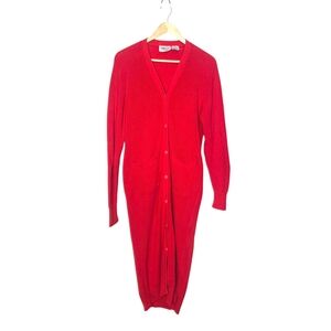 Red Women's Long Cardigan